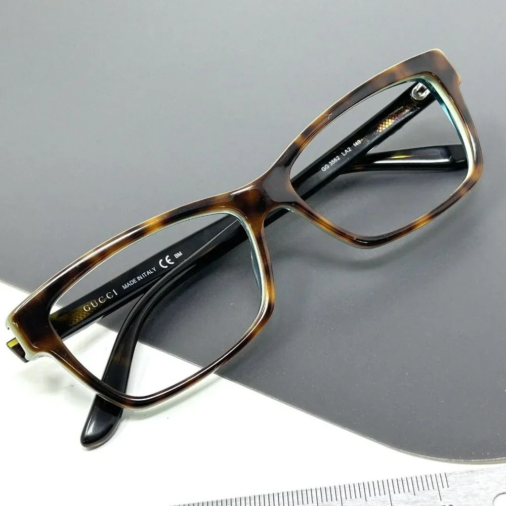 Gucci Eyeglasses GG 3562 LA2 Havana on Green Cat Eye Frame Italy 53[]14 140 - Picture 12 of 13